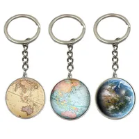 Earth Globe Art Pendant Keychains Gift World Travel Adventurer Key Ring World Map Globe Keychain Jewelry336x