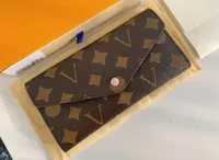 Fashion Flowers Designer Wallets Luxurys Dames make-uptas Leather Bags Classic Letters Key Coin Purse Original Box Plaid Card Holder 60708
