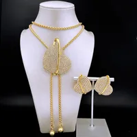 Düğün Mücevher Seti Altın Renk Takı Seti Kalp Takı Kadın Küpe Küpe Seti Toplulukları De Bijoux Italiens 230215