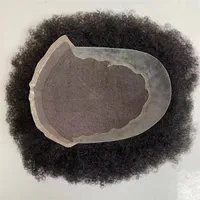 Chinesische jungfr￤uliche menschliche Haarersatz 1B 6mm Welle Q6 6x8 Toupee Spitze mit Pu -Einheit f￼r schwarze M￤nner