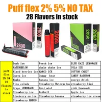 Puff Flex 20mg 50 mg Wegwerp E Sigaretten 2800puffs 800mAh Apparaat Voorgevulde cartridge versus BANG ESCO ULTRA 28 kleuren 0% in voorraad Delivery Duty Betaald
