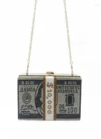 Evening Bags Creative Fashion Money Clutch Rhinestone Purse 10000 Dollars Stack Of Cash Handbags Shoulder Wedding Dinner Bag1882205