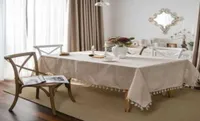 테이블 천 Nappe en coton et lin tapete nappe rectangulaire pour de table gland couverture tafelkleed manteau mesa j2210184967767