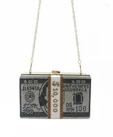 Evening Bags Creative Fashion Money Clutch Rhinestone Purse 10000 Dollars Stack Of Cash Handbags Shoulder Wedding Dinner Bag5242487