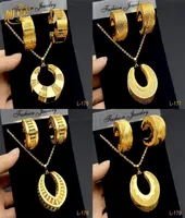 Wedding Jewelry Sets XUHUANG Dubai Fashion Geometry For Women Earring Necklace Pendant Indian Plated Jewellery Engagement Party Gi9303463