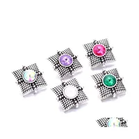 Charms Colorf Cross Shape Sier Color Snap Button Women Jewelry Findings Bright Rhinestone 18Mm Metal Snaps Buttons Diy Bracelet Drop Dhmyl