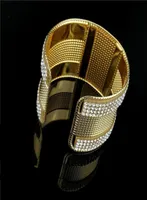Pulsera para mujeres niñas abiertas pulseras de alambre ancho de oro ajustable Bangle8620729