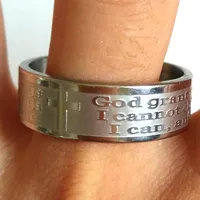 30pcs etch Serenity Prayer God Grant me Stainless steel cross rings whole Religion Jewelry Lots321T