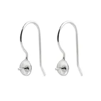 10 Paar Ohrwire 925 Sterling Silber Schmuckfunde Fishhook mit M￼tze und Stift f￼r halb gebohrte Perlen255y