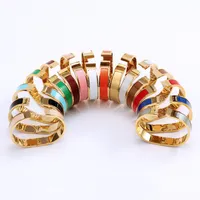 Designer armband lyxiga smycken ￤lskar emalj Bangle High Fashion Plated Rose Gold Letter Buckle Ornament Colorful Cjeweler Men Women Cuff Armband H1