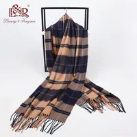 Scarves winter men plaid scarf cashmere scarves for women echarpe foulard femme long wool pashmina sjaal shawls business scarf 230215