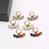 Shiny Colorful Diamond Stud Earring Pearl Letter Earrings Women Designer Earrings Brand Charm Earring Rhinestone Korean Charm Studs