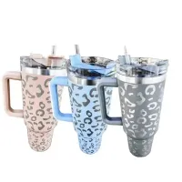 40oz Leopards Printing Tumbler With Handle Insulated Mugs Stainless Steel Coffee Termos Cups Outdoor Water Bottle Big Capacity new3752194