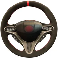 Black Suede Car Steering Wheel Cover for Honda Civic Civic 8 2006-2009 Old Civic 2004-2011 3-Spoke2619
