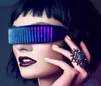 Original 1010 RGB LED -Partygläser Bluetooth App Control Shield Luminous Brille DIY App Control Cyberpunk Party Bar gegen Sonnenbrille4577429