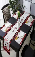 Table Runner Christmas Gnome Snowflake Red Plaid and Placemat Set Wedding Decor cloth 2210264419474