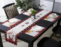 Table Runner Christmas Gnome Snowflake Red Plaid and Placemat Set Wedding Decor cloth 2210265969293