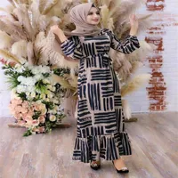 Eid Mubarek Muslim Print Abaya Kimono Hijab Islam Dubai Dress Arabic Dubai African Islamic Clothing Femme Ete restidos228b