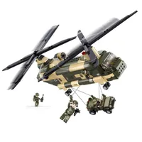 Sluban Military Air Force Transport Helicopter Aircraft Assembled Model Building Builds Army Soldiers Figures Bricks Kids Toys H09171933