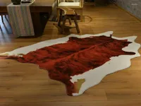 Carpets Wine Red Cow Hide Capet grand pour le salon tapetes para sala de Estar Faux Fur Rug Fashion Alfombra4516338