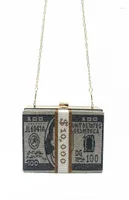 Evening Bags Creative Fashion Money Clutch Rhinestone Purse 10000 Dollars Stack Of Cash Handbags Shoulder Wedding Dinner Bag1929476