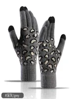 Ski Gloves Women Winter Warm Knit Gloves outdoor Korean version leopard jacquard Warmers touch screen knitted gloves L2210178340757