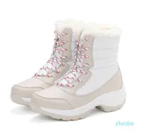 Women Boots Winter Dark Quality Midcalf Snow Boots Ladies Laceup مريحة للماء الجوارب المقاومة للماء chaussures femme botas mujer hig8752507