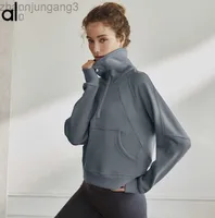 Designer ALOS Jacket Yoga Suit Coat Casaco original Factory R￳tulo de f￡brica Fitness Semi-zip Stand Pesco￧o Top de secagem r￡pida Yoga Autumn and Winter 23gg
