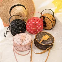 Bolsas florais de meninas moda designer infantil casual de uma bolsa de ombro impress￣o mini bolsa redonda crian￧as zero carteira f207254y