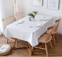 طاولة قطعة قماش صلبة بلون أبيض قطعة قماش مائدة عشاء غرفة عشاء قطعة قماش طاولة عادية تغطية العجلة