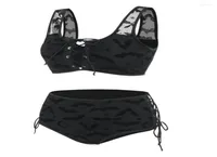 Women039s Swimwear Bat Crescent Mesh LaceUp Padded Bikini Set Women Fashion Summer Tankini Swimsuit Two Pieces Bathing Suit Be38432069556