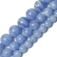 Other Natural Stone Beads Blue Lace Agates Round Loose For Jewelry Making Needlework Diy Charms Bracelet 6 8 10mm320B