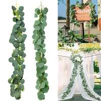 Decorative Flowers 1/2m Green Eucalyptus Leaves Vine Artificial Garland DIY Wedding Arch Decoration Fake Ivy Plants For Home Garden Wreath