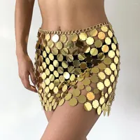 Rokken Gold Pools Metal Chain Mini Rok voor vrouwen Streetwear Sexy Hollow Out Party Trendy Fashion Shiny Glitter Short RS076