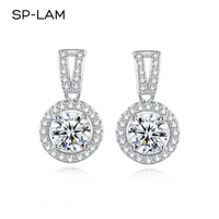 Charm Drop Earrings 925 Silver Women Luxury Real GRA I Ct Bridal Wedding Engagement Earing Fine Jewelry 230215