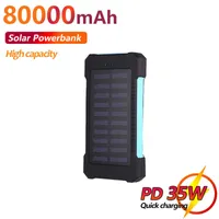 Power Power Banks Solar Power Bank 80000MAH ARGECAPACIPACTY شاحن الهاتف المحمول LED Outdoor Travel Powerbank for iPhone J230217
