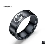 Anillos de banda hombres anillo de acero inoxidable negro para el compromiso de la boda pareja ringen campeonato de graduaci￳n de joyas entrega dhqbg