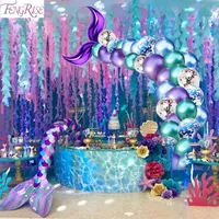 FENGRISE 44pcs set Balloon Little Mermaid Theme Party Mermaid Decor Mermaid Birthday Decor For Kids Favor Birthday Wedding Party Y2493
