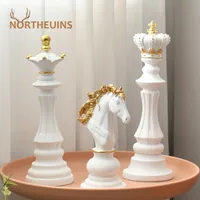 Decorative Objects Figurines NORTHEUINS 3 PcsSet Resin International Chess Figurine Modern Interior Decor Office Living Room Home Decoration Accessories 230216