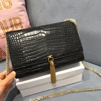 Designer LuxuryFringed Chain Bag Classic Crocodile-Print Leather Clutch Flap Envelope Messenger Bag Women's Brand Luxury Designer Handv￤ska