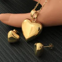 Necklace Earrings Set Fashion Stainless Steel Heart For Women Gold Color Pendant And SDNZBLBB