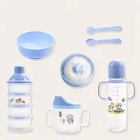 2020 0-3 ￥r gammal nyf￶dd flaska Set Ny baby Safe Don-Toxic Outing Supplies TEAPOT Kettle Bowl Spoon Fork Food Storage Box L201Q