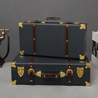 Suitcazy luksusowe vintage Trunk Ręka podróżna Duża skórzana bagaż podnośnik Ubranie Organizator Organizator Pudełka Antique Bin 230216