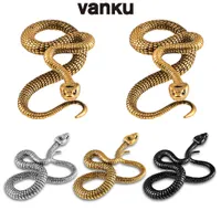 Navel Bell Button Rings Vanku 2PCS Cool Silver Snake Hanging Ear Weights Earrings Stretcher Gauges Plugs Expander Fashion Body Piercer Jewelry 230216