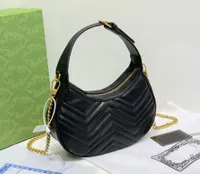 Cosmetic Bags Cases marmont underarity bag Designer Half Moon Bag Handbag Purse Leather Adjustable Shoulder Strap