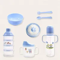 2020 0-3 ￥r gammal nyf￶dd flaska Set New Baby Safe Don-Toxic Outing Supplies TEAPOT Kettle Bowl Spoon Fork Food Storage Box L235M