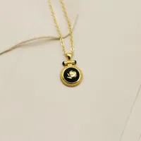 Pendant Necklaces DEAR-LIFE Sterling Silver Gold Plated Embossed Rose Double Sided Pattern Necklace Small Fragrance Clavicle Chain