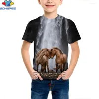 T-shirts pour hommes Sonspee Waterfall Horse Horse Racing Animal 3d Boy T-shirt Summer Children Streetwear Fashion Street
