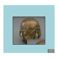 Artes e artesanato Escultura colecion￡vel 4 Face Humor Buda est￡tua de cobre agrad￡vel raiva