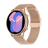Neuankömmlinge 2023 Smart Watch mit BT Touch Runde Herzfrequenz Sport Gold Armband Ladies Smartwatch KM20